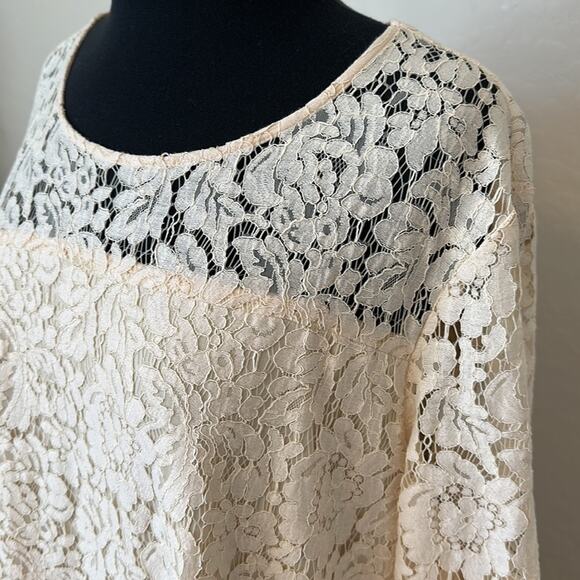 Wrangler Western Style Lace Layered Mini Dress Cream Sz XXL Cowgirl Neutral - Picture 4 of 12